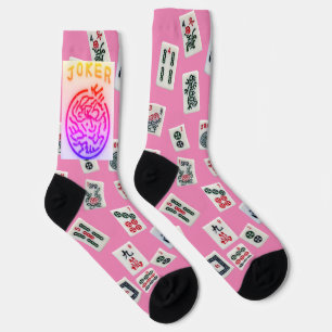 MahJong tiles symbols on pink Socks