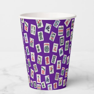 MahJong tiles (symbols) on purple Paper Cups