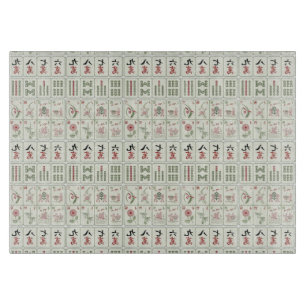 Mahjong Tiles Tempered Glass Cutting Board