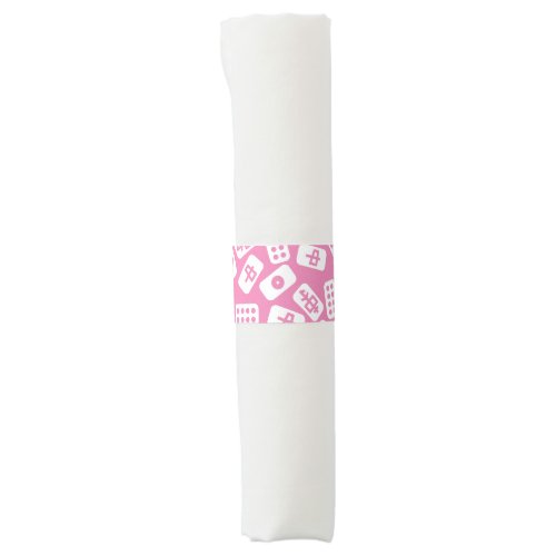 Mahjong tiles white on baby pink napkin bands