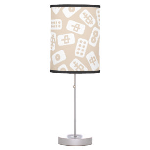 Mahjong Tiles White on Beige Table Lamp