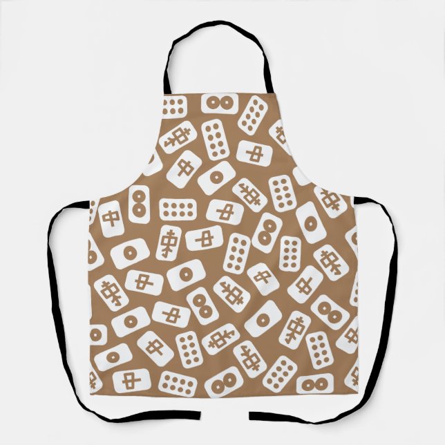 Mahjong tiles white on brown apron (Front)