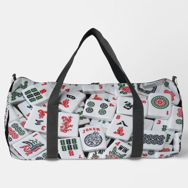 Mahjong Tiles Zippered Large Bag (Front)