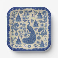 Mahjong Toile Paper Plates