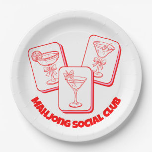 Mahjong Valentine's Party Cocktail Paper Plates