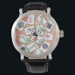 Mahjong Watch peach<br><div class="desc">Looking for some mahjong theme Gifts? These dainty designs can end your search.  Original watercolor designs.</div>