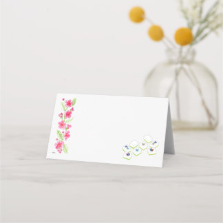 Mahjong Watercolor Flower Blossoms Place Card