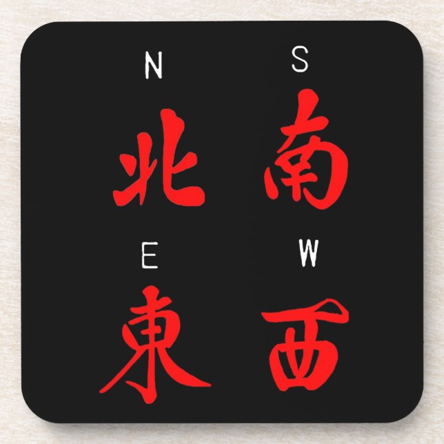 Mahjong Winds,Honor Suit,North,South,East,West (c) Beverage Coaster (Front)