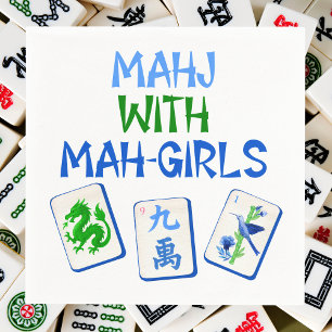 Mahjong With Mah Girls / Watercolor Mahjong Tiles Napkins