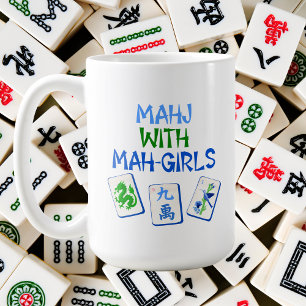 Mahjong With Mah Girls Watercolor Tiles Coffee Mug