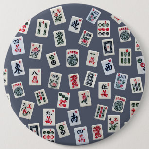 MahJongg tiles design on dark blue Button