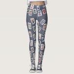 MahJongg tiles design on dark blue Leggings<br><div class="desc">MahJong tiles (symbols) photography & designed on dark blue (dark grey) background for #Zazzle Leggings. Classical style MahJongg game tiles for MahJong Lovers.
#MahJongg #MahJong #MahJongFun #Leggings #Fashion #MahJongFans #Modern</div>