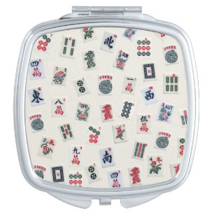 MahJongg tiles symbols design on badge Compact Mirror