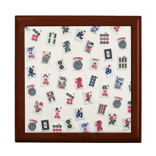 MahJongg tiles symbols design on badge Gift Box (Front)