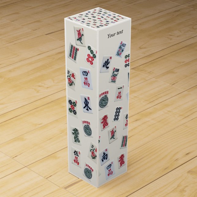 MahJongg tiles symbols design on badge Wine Box (Front)