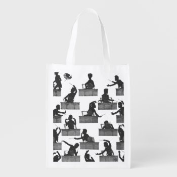 Mahler Conducting Silhouettes By Otto Bohler Grocery Bag by LiteraryLasts at Zazzle