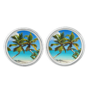 Maho Bay Beach Palm Trees - St John Cuff Links
