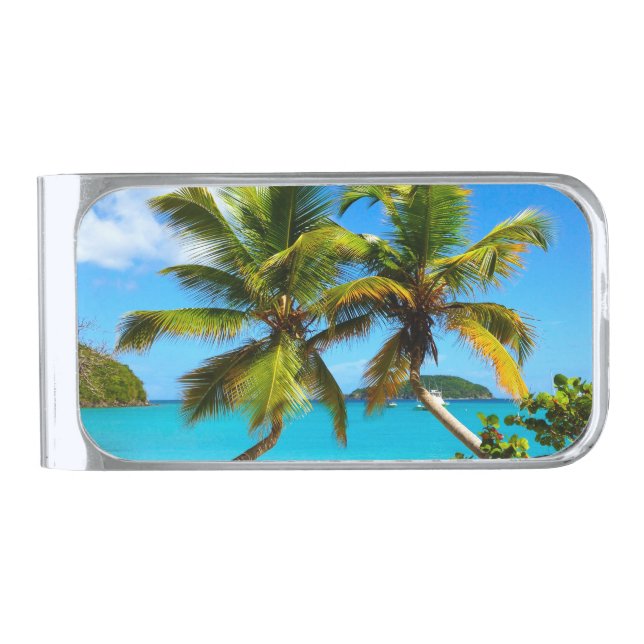 Maho Bay Beach Palm Trees - St John Money Clip (Front)
