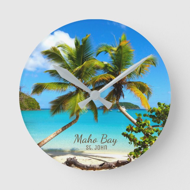 Maho Bay Beach St. John Wall Clock (Front)
