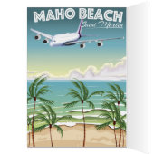 Maho Beach Saint Martin plane poster Cards (Inside (Left))