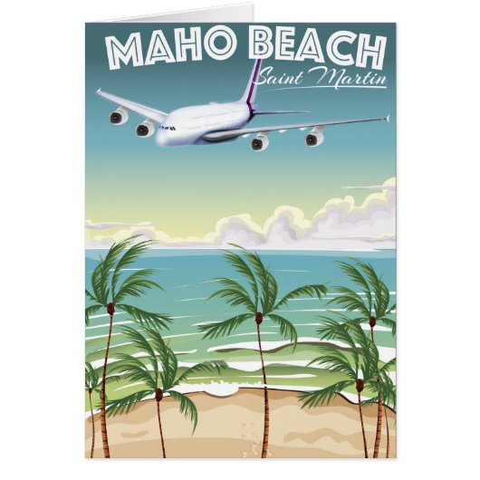 Maho Beach Saint Martin plane poster Cards (Front)