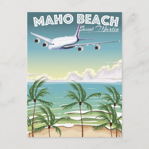 Maho Beach Saint Martin plane poster Postcard