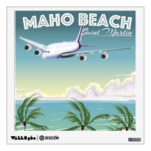 Maho Beach Saint Martin plane poster Wall Sticker