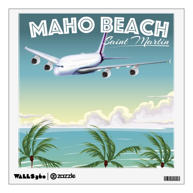 Maho Beach Saint Martin plane poster Wall Sticker (Front)