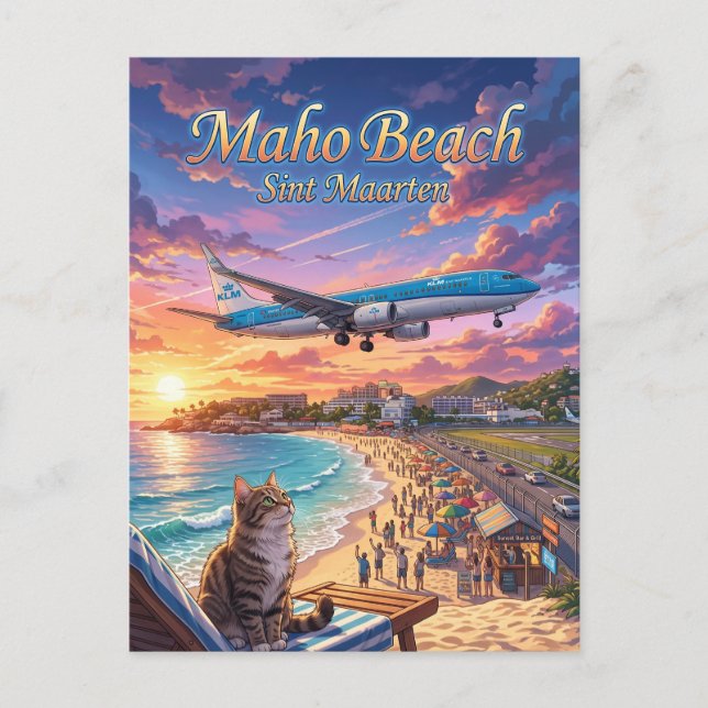 Maho Beach Sint Maarten Postcard (Front)