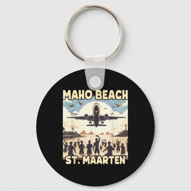 Maho Beach St. Maarten  Keychain (Front)