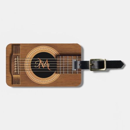 Mahogany Acoustic Guitar Personalized Luggage Tag