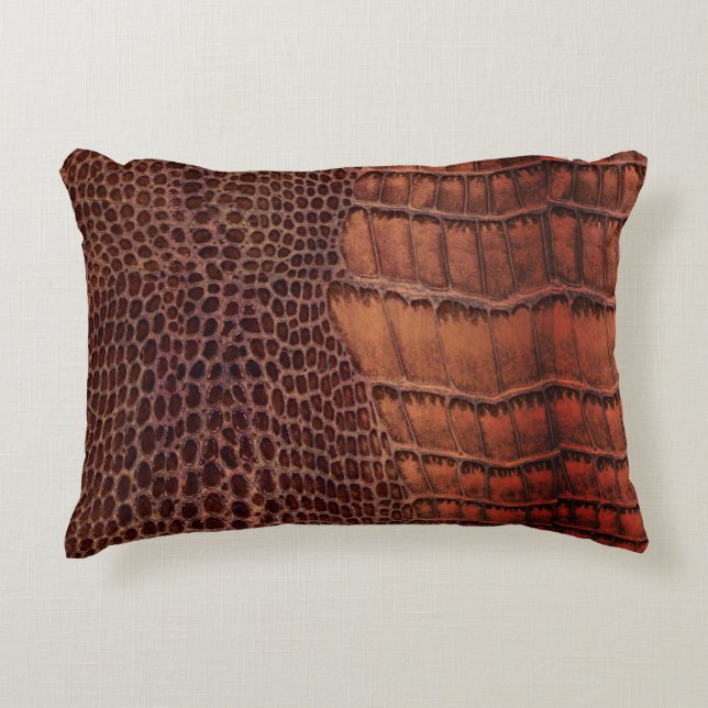 Mahogany Alligator Classic Reptile Leather (Faux) Accent Pillow (Front)