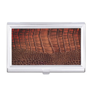 Mahogany Alligator Classic Reptile Leather (Faux) Business Card Case
