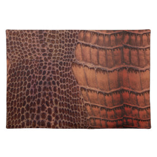 Mahogany Alligator Classic Reptile Leather (Faux) Cloth Placemat