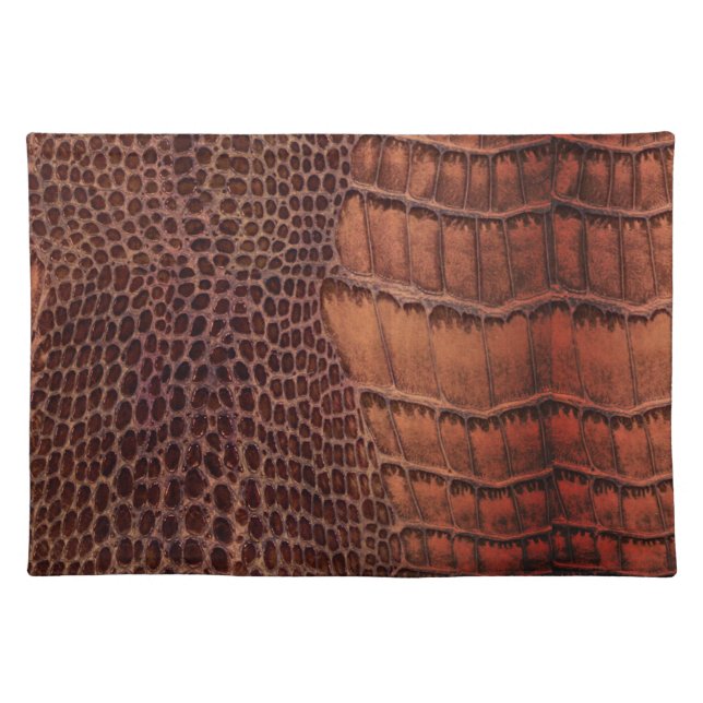 Mahogany Alligator Classic Reptile Leather (Faux) Cloth Placemat (Front)