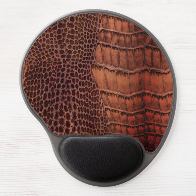 Mahogany Alligator Classic Reptile Leather (Faux) Gel Mouse Pad (Front)