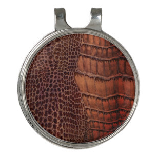 Mahogany Alligator Classic Reptile Leather (Faux) Golf Hat Clip