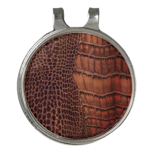 Mahogany Alligator Classic Reptile Leather (Faux) Golf Hat Clip (Front)