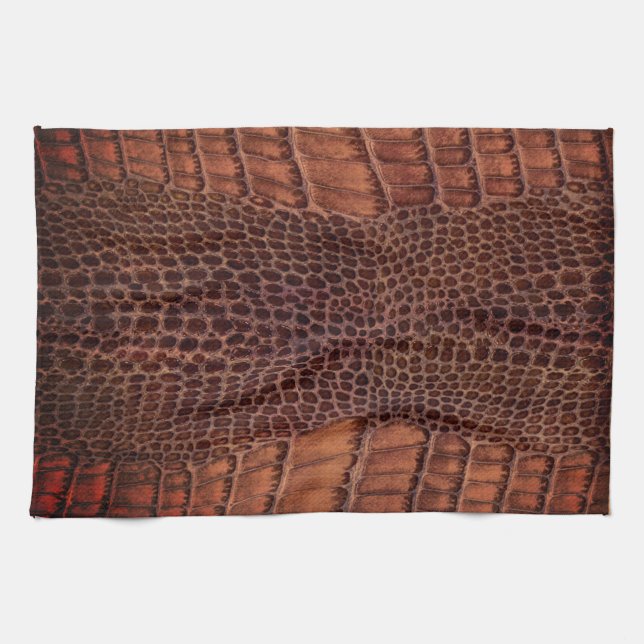 Mahogany Alligator Classic Reptile Leather (Faux) Kitchen Towel (Horizontal)