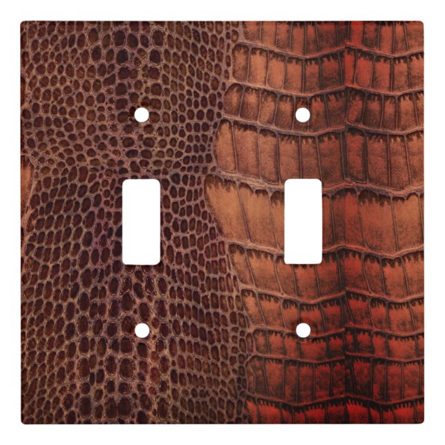 Mahogany Alligator Classic Reptile Leather (Faux) Light Switch Cover (Front)
