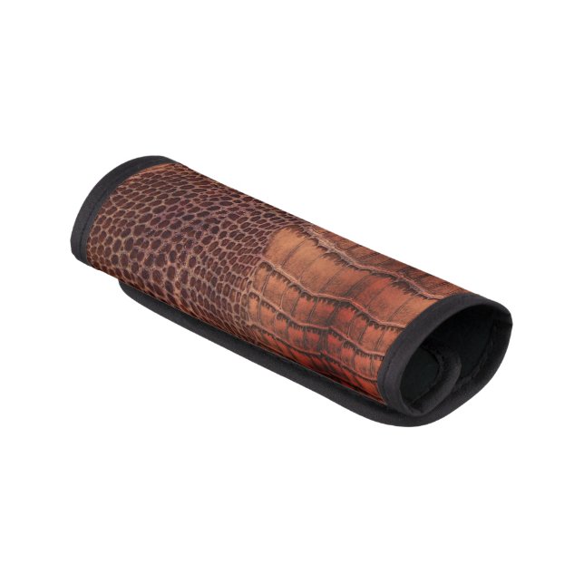 Mahogany Alligator Classic Reptile Leather (Faux) Luggage Handle Wrap (Angled)