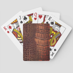 Mahogany Alligator Classic Reptile Leather (Faux) Poker Cards