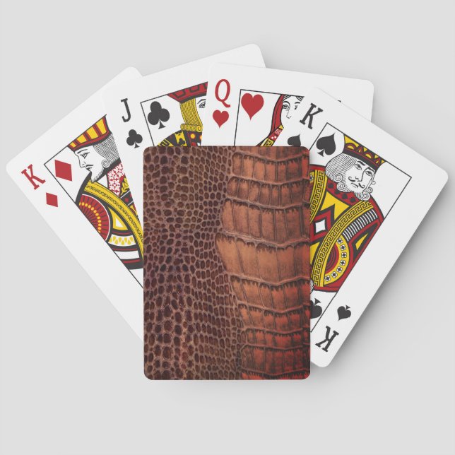 Mahogany Alligator Classic Reptile Leather (Faux) Poker Cards (Back)