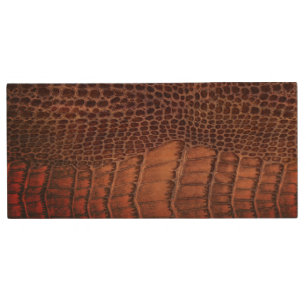 Mahogany Alligator Classic Reptile Leather (Faux) Wood Flash Drive