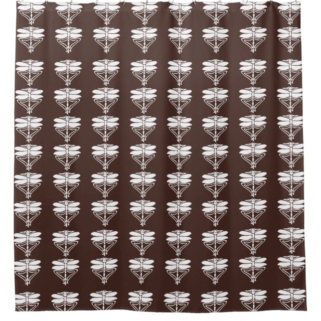 Mahogany Arts and Crafts Dragonflies Shower Curtain (Front)