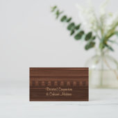 Mahogany colored dovetail joint business card (Standing Front)