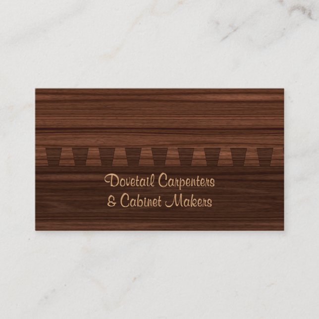 Mahogany colored dovetail joint business card (Front)