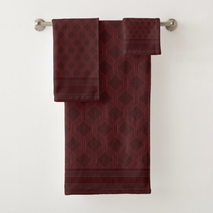 Mahogany Geometric Pattern Bath Towel Set