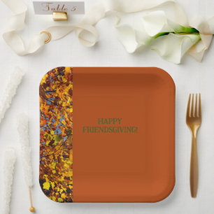 Mahogany Leaves Thanksgiving Friendsgiving Paper Plates
