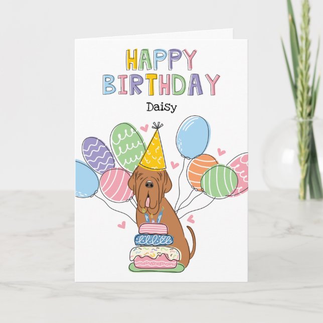 Mahogany Neapolitan Mastiff Birthday Card (Front)